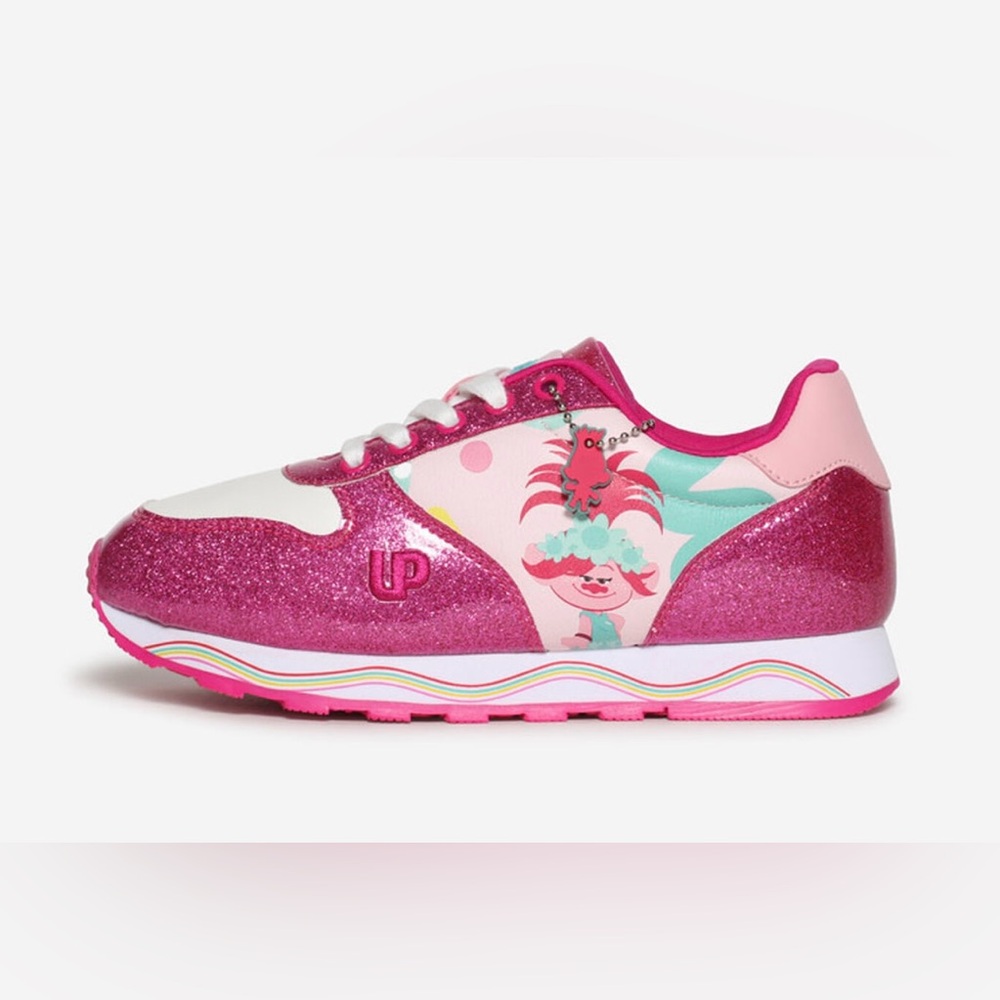 NIB GroundUp Pre-School Kids Trolls Low Top Sneakers - Size 3 - Pink